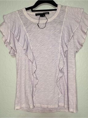 Veronica Beard Pastel Lilac Ruffle Short Sleeve Tee
